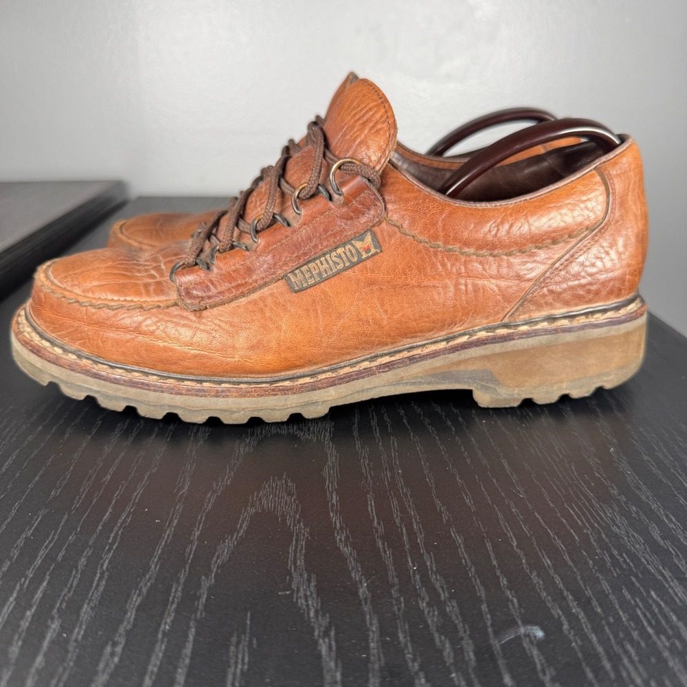 Mephisto Cruiser Shoes Mens 8 Tan Leather Walking Moc Toe Made in France